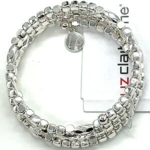 Liz Claiborne Silver Tone Spiral Square Bead Wrap Bracelet